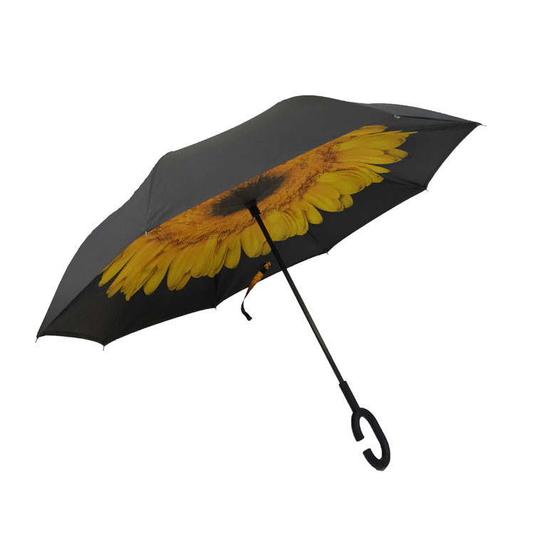 23 Inch Double Layer Reverse Inverted Umbrella Manual Open With C Handle
