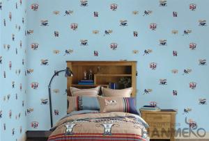 Quality Blue Color Kids Bedroom Wallpaper English Letters Design Breathable Non Toxic wholesale