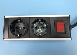Quality Black Color 2 Outlet European Power Strip Aluminum Shell Germany Power Bar wholesale