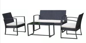 Quality Garden Steel Plastic Wicker Sofa Coffe Table Set For 4 Person wholesale