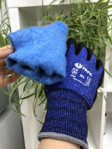 Quality Blue Terry Brushed Polyester Liner Industrial Work Gloves Ergonomic wholesale