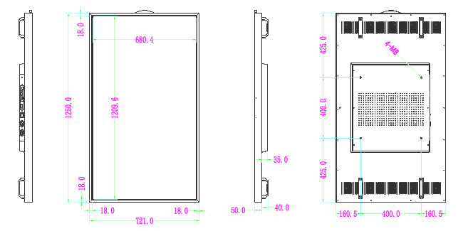 55inch Store Window Lcd Display Outdoor Window Facing Signage