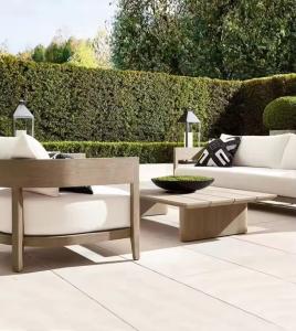 Quality Simple Nordic Outdoor Teak Aluminum Furniture Garden Sofa Chairs Anti Corrosion Anti Cracking wholesale
