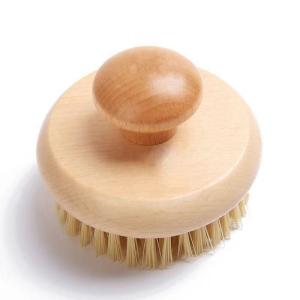 Quality Exfoliating Natural Bristle Bath Brush Spa Shower Body Massager Round Wooden wholesale