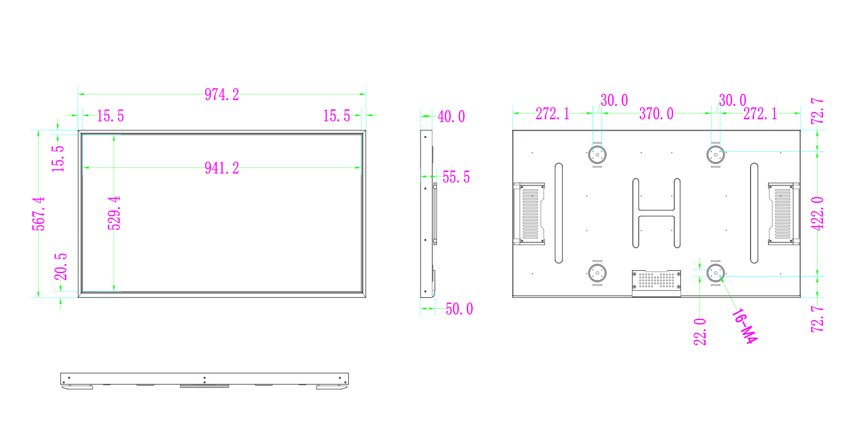 43 Inch Sunlight Readable Touch Screen Panel Monitor Custom