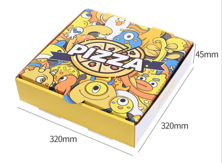 Takeout Disposable Food Grade Containers Corrugated Pizza Boxes Recyclable Kraft Paper