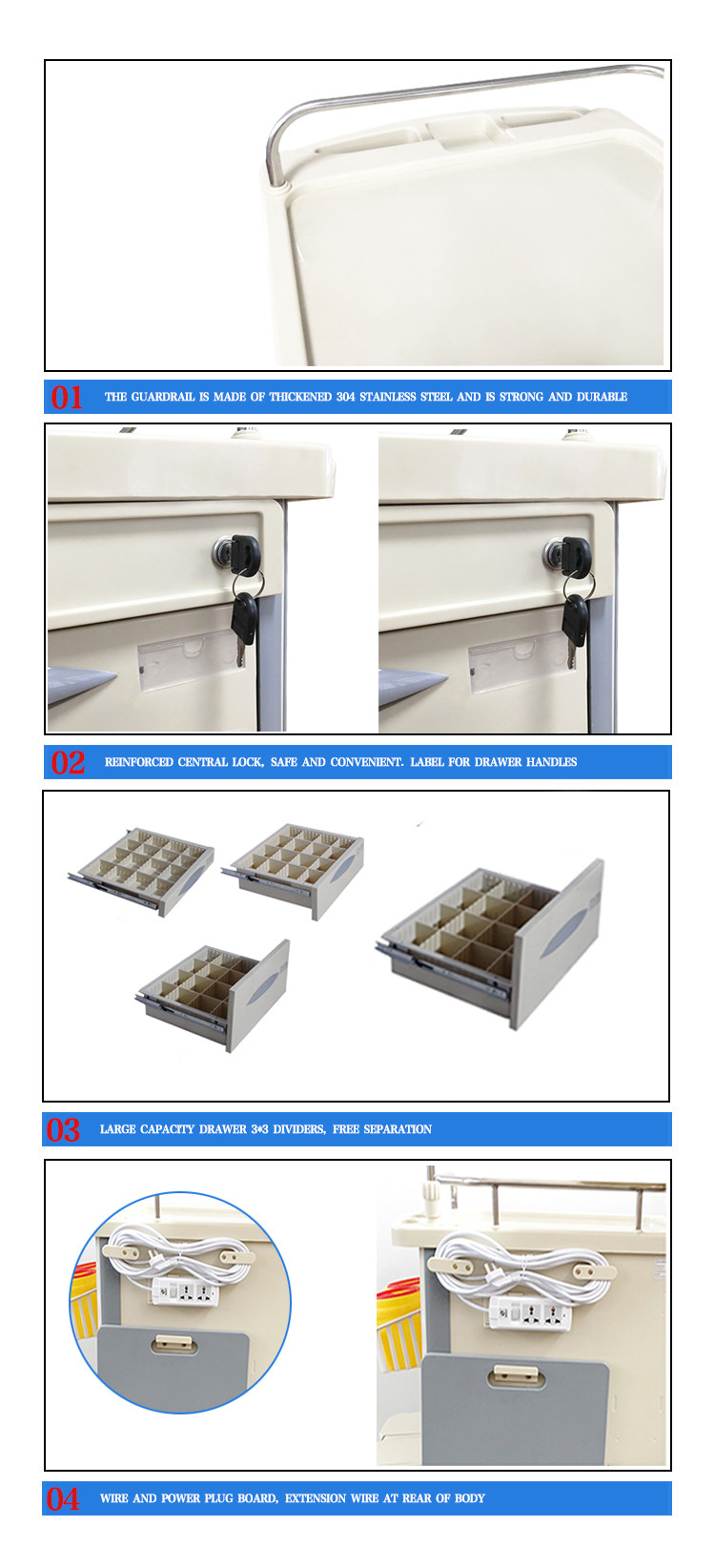Hospital Abs Plastic Dressing Emergency Medicine Medical Trolley