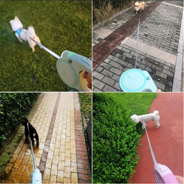 3 In 1 LED Dog Leash Nylon Traction Rope Retractable Dog Lead
