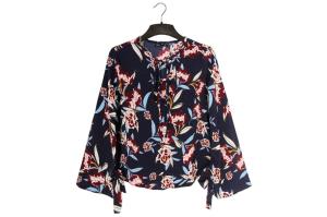 Quality Summer Fashion Patterned Ladies printed blouse Floral Print Shirt Womens wholesale