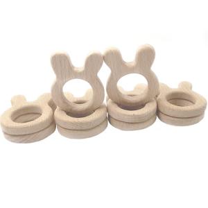 Quality Beech DIY Personalised Baby Teether Silicone Wooden Necklace Bracelet wholesale