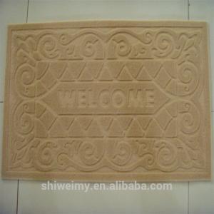Quality WELCOME embossed brushed polyester door mat wholesale