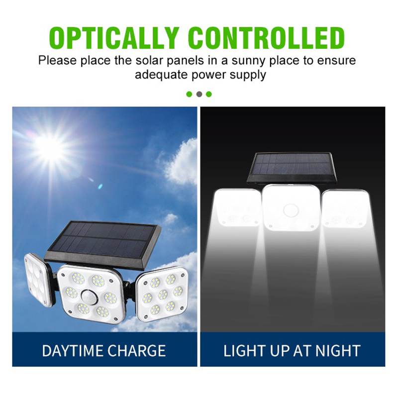 Warm White 3500K 138COB Solar Motion Sensor Wall Light For Street