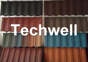 Quality Colorful Steel Stone Coated Roof Tile Machine Environmental with Natural Sandy Gravel Surface wholesale