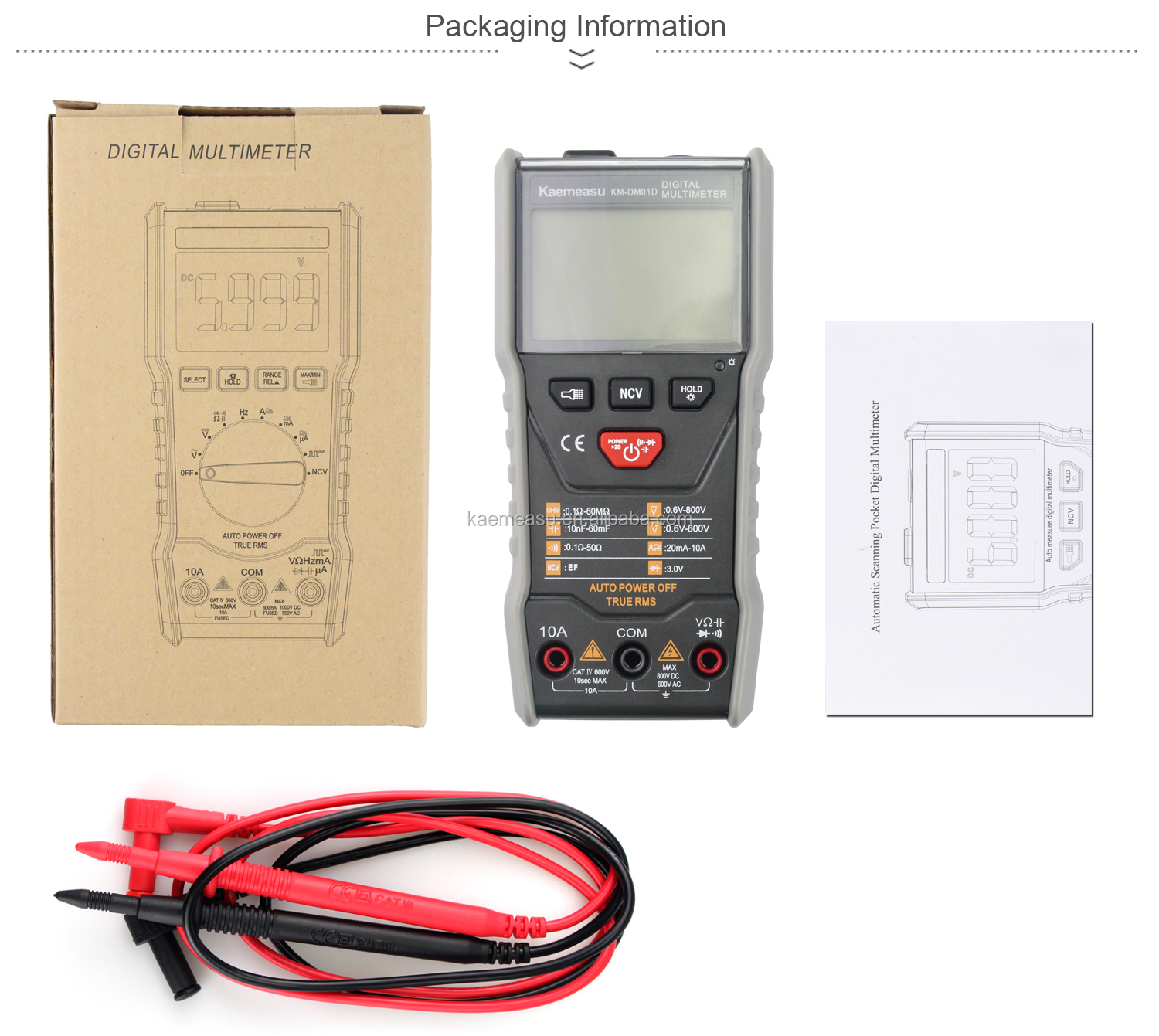Auto-ranging Digital Voltmeter Mini Portable 3 5/6-digit DC/AC True-rms NCV Smart Multimeters