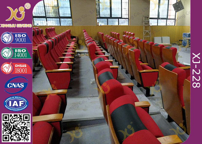 Wood Seat Back Cover Conference / Church Auditorium Chairs With Folding Seat