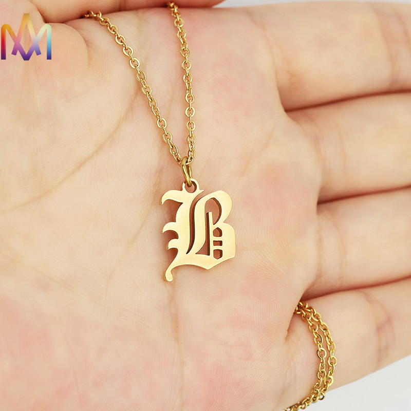 Custom Engraving Old English Initial Pendant For Necklace