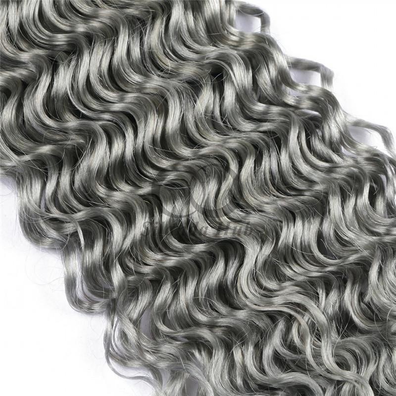 Grey Deep Wave Remy Human Hair Bundles Sew In Weave Bundles Brazilian Bundle Deals
