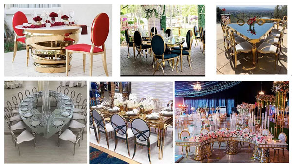 Gravure Printing Wedding Banquet Table Square Mirror Gold Stainless Steel