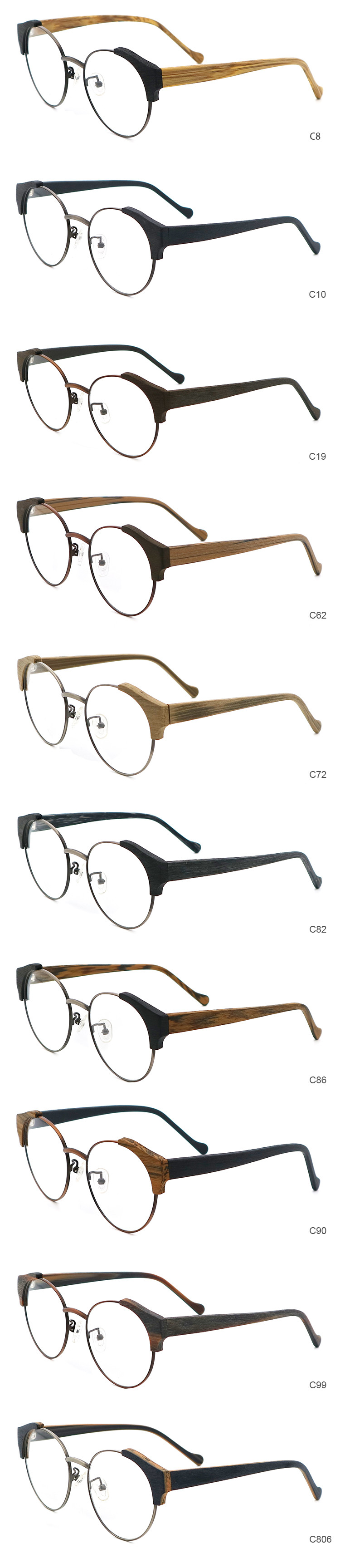 Artisanal Wood Copy Acetate Glasses Frame Retro Square Eyeglasses