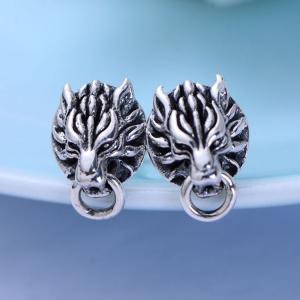 Quality 925 Black Silver Lion Unisex Design Stud Earrings(XH056786W) wholesale