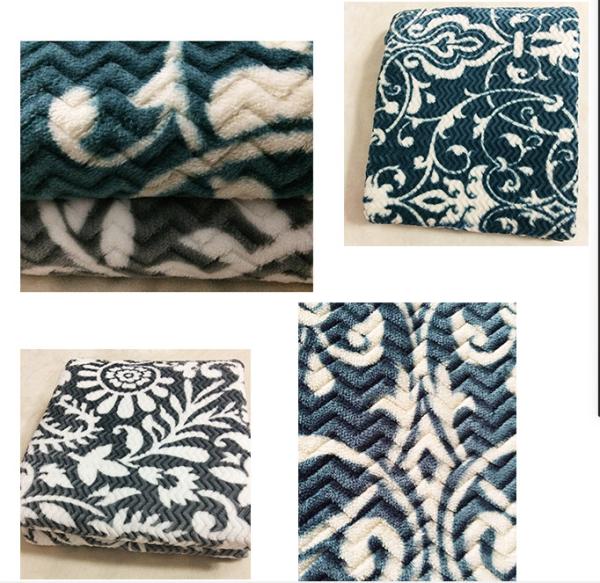 Floral Printed Flannel Bed Blanket , Dyed Flannel Fleece Blanket OEM / ODM