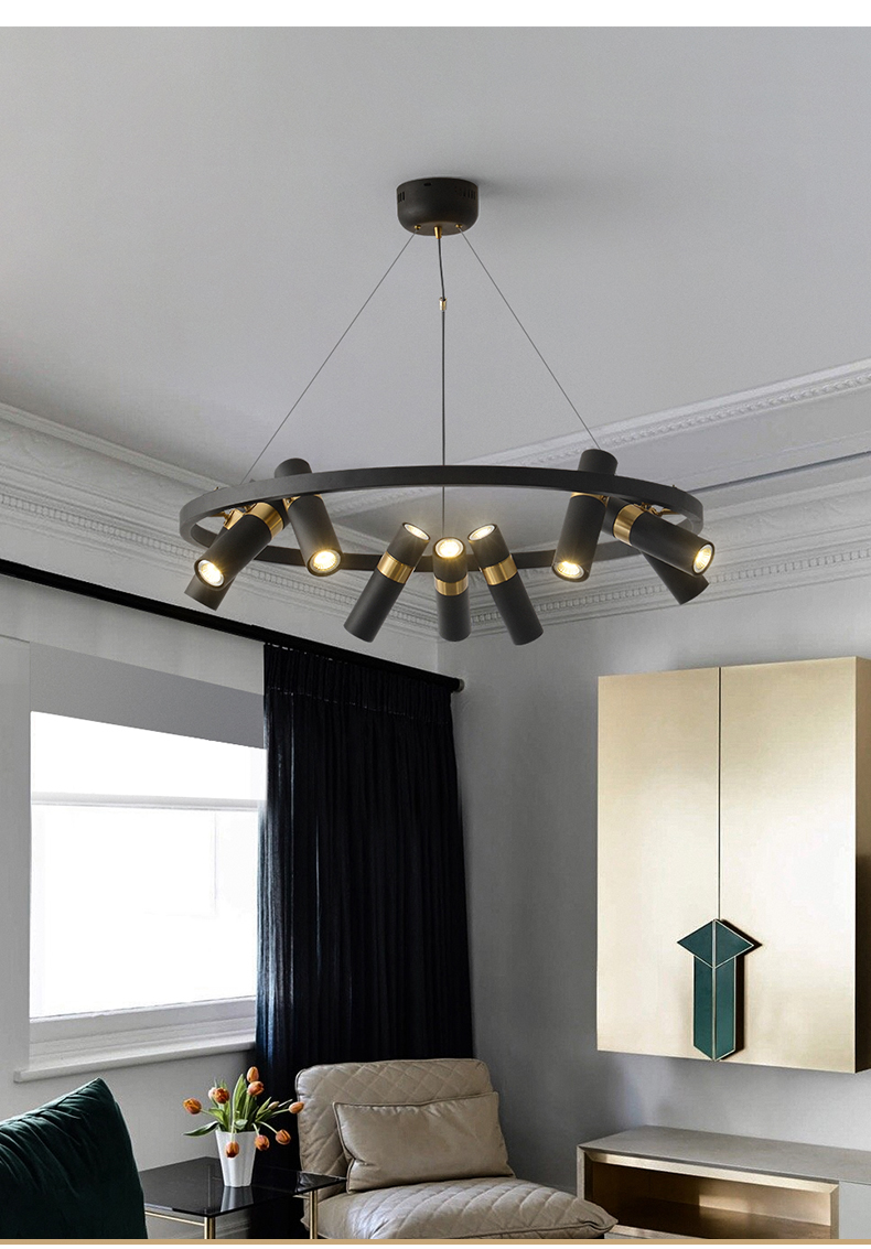 Retro Loft Circle Light Fixture Vintage Iron Spot Chandelier(WH-MI-463)