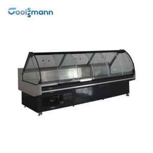 Quality Curve Glass Refrigerated Meat Display Case 1200mm Height Butcher Shop Deli Cabinets 346L wholesale