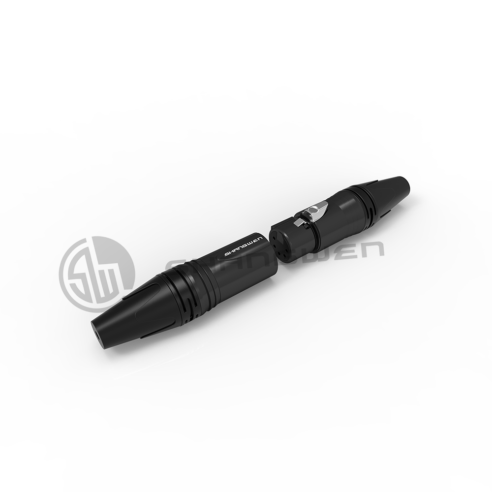 Audio Female 5 Pin Plug Connector XLR Indoor Use Black Shell