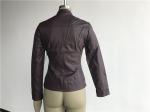 Zip Through Ladies PU Jacket / Burgundy Pleather Bomber Jacket TW76367