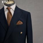 Men's No-Iron Business Casual Slim Formal Dress Suit Woven Striped Custom Fabric