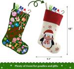 Christmas Stockings Set of 4 Felt Santa Reindeer Snowman Penguin Stockings Xmas