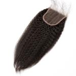 Black 4 X4 Kinky Straight Closure , Free Part Lace Closure No Tangling