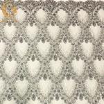 Grey Color 3D Flower Embroidery Dress Fabric 1 Yard Length