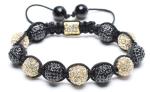 Shamballa Bracelet, Clear & Black Crystal Pave Alloy Beads