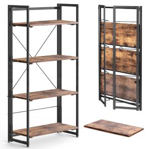 Quality 4 Open Shelves BSCI Metal Frame Bookshelf 125cm Height Foldable wholesale