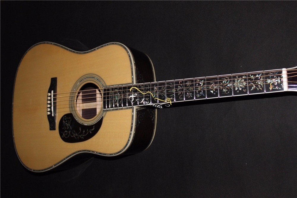AAAAA all solid wood guitar customize right the best D shape right left handed acoustic electric guitar