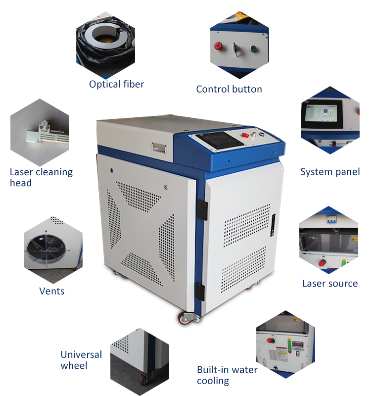 1000w Laser Cleaning Machine Large Format Fiber Laser Cleaner Work For Cleaning Oil On Metal