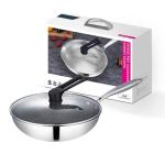 High Capacity Honeycomb Kitchen Frypan Non Stick Stainless Steel With Lid
