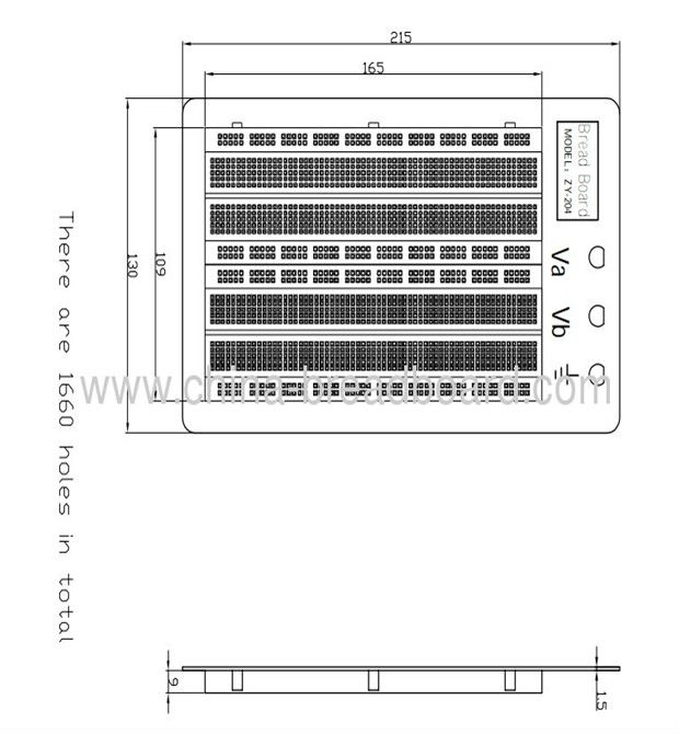Student DIY Transparent Soldered Breadboard 1660 Points 2 Terminal Strip