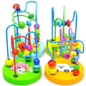Quality Big Bricks 9.3cm Wooden Around Beads Toy Colored ISO9001 wholesale