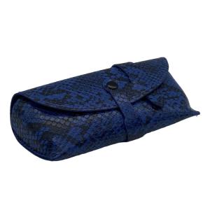Quality Blue Belt Closure 16.4cm Personalised Leather Glasses Case wholesale
