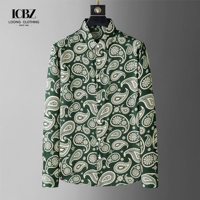 Stylish Men's Long Sleeve Shirt Casual Cotton Fabric with Letter Print in Large Size