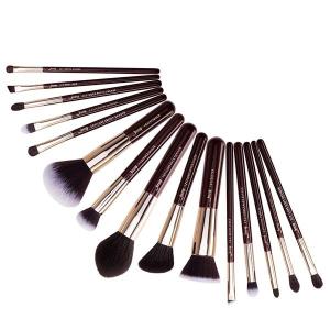 Quality Aluminium Ferrule Makeup Cosmetic Brush Set 15pcs Zinfandel Color Beauty Professional T283 wholesale