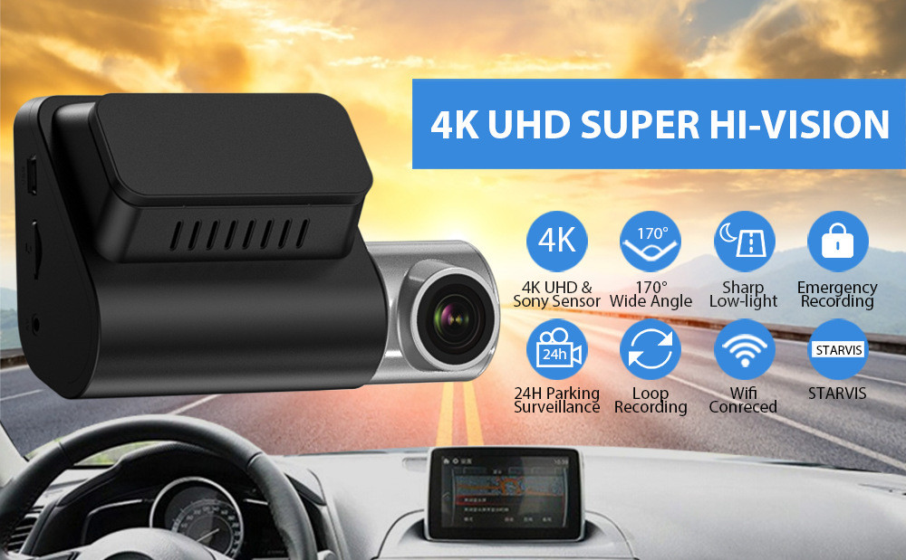 2 Inch 4K GPS Dash Cam Auto Driving Recorder Car DVR Rear View