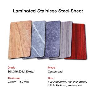 Quality Metal Laminated 304 316 Stainless Steel Sheet Composite Materials Wall Panel Decoration wholesale