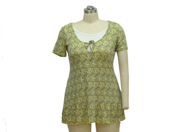 Ladies Casual Short Sleeve Slim Body Fit Dresses Front Butterfly Ties Contrast