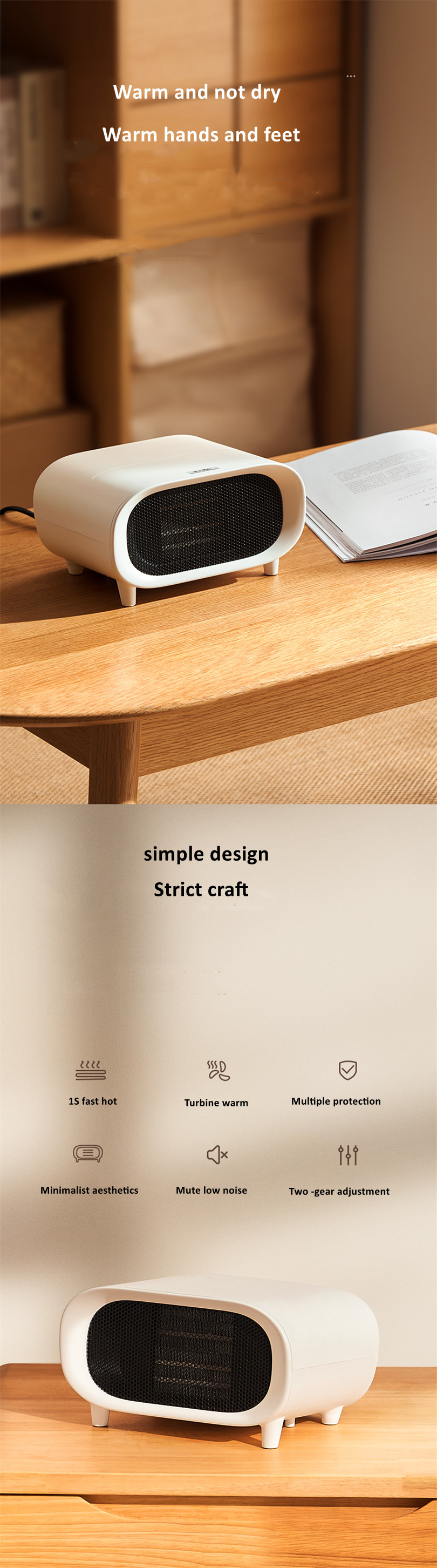 Factory Wholesale OEM Custom USB Mini Heater Simple Design Desktop Electric Heater Fan Winter Portable Heating Heaters