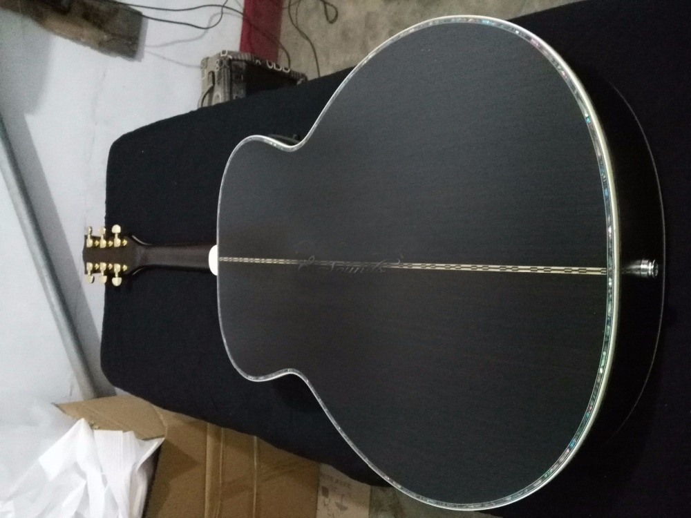 43" AAAAA all solid wood SJ200 style jumbo black satin acoustic electric guitar