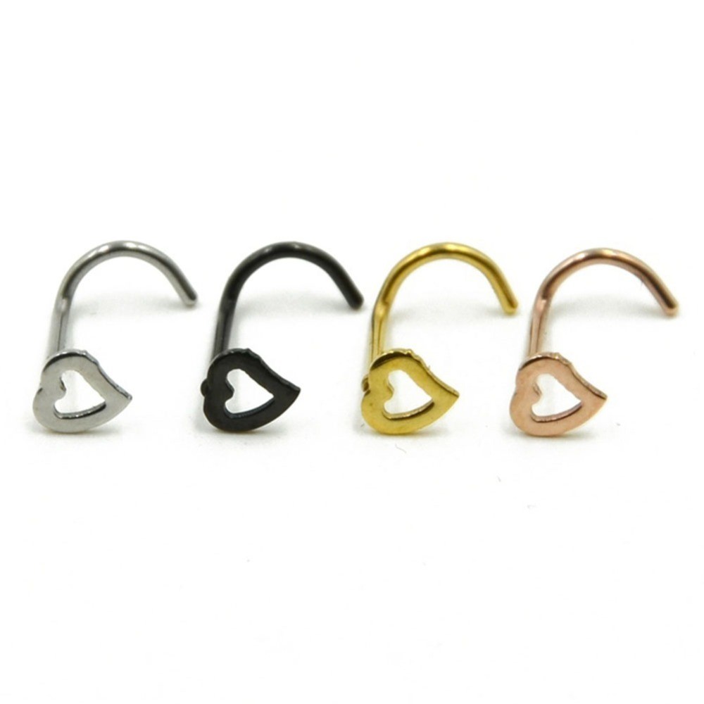 Stainless steel love heart multicolor nose Rings nose Hooks Body piercing Faux nose piercing body jewelry