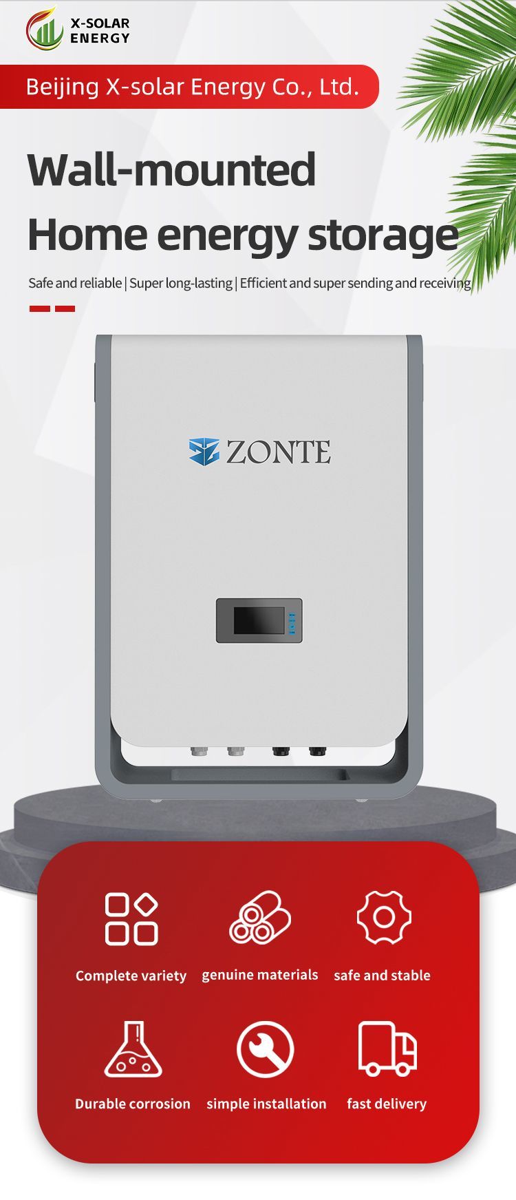 Lithium Solar System Battery Power Supply for Waterproof 5 Degrees Electric Low Pressure-Wall Mounted White Electrical Renewable Energy Storage